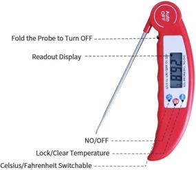 img 3 attached to The Card Zoo Instant Read Meat Thermometer for BBQ Kitchen Cooking Smoker Deep Fry, Digital LCD Display, Food Grade Stainless Steel Probe - Size B, Improved SEO