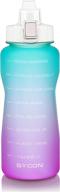 🏋️ sycon 68oz motivational water bottle with time marker, straw & leakproof tritan bpa free water jug - portable reusable fitness sport water bottle for gym and outdoor sports (green gradient) logo