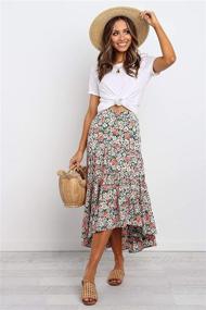 img 3 attached to PRETTYGARDEN Vintage Boho Floral Skirt - Elastic High Waist Midi A-line Pleated Long Skirt for Women