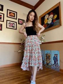 img 1 attached to PRETTYGARDEN Vintage Boho Floral Skirt - Elastic High Waist Midi A-line Pleated Long Skirt for Women