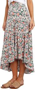 img 4 attached to PRETTYGARDEN Vintage Boho Floral Skirt - Elastic High Waist Midi A-line Pleated Long Skirt for Women