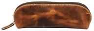 leather zippered cylindrical cosmetics aaron logo