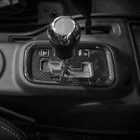 img 2 attached to 🚗 Enhance Your Jeep Wrangler JK Interior with RT-TCZ ABS Gear Shift Panel Decoration Cover Trim Stickers in Carbon Fiber Finish