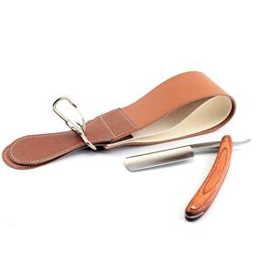 img 1 attached to Premium Leather Strop Straight Razor Shaving Kit for Men - Grandslam Pro Natural Wooden Handle 420 Stainless Steel Straight Razor with 2 Layers Leather Canvas Sharpening Strop