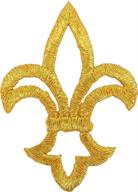 small gold fleur de lis patch - iron on or sew on embroidered appliqué logo