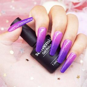 img 3 attached to 💅 Transform Your Nails with senvenski Color Changing Gel Polish Set - Blue Pink Purple Lavender Lilac Glitter with Starrily Crystal Mood Chameleon Effects - Perfect Girlfriend Gift Set - Soak Off UV LED Art Manicure Varnish (WB001)