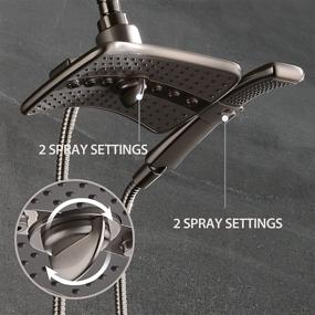 img 2 attached to 🚿 Shower Head Combo: Brushed Nickel with Fixed and Handheld Shower Heads, Dual Spray Settings and Grey Face