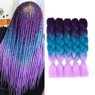 🌊 vibrant 3 tone ombre braiding hair: 24 inch jumbo twist braids for stunning looks (5pcs, purple-lake blue-violet) logo