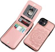 vaburs iphone 12 mini case with wallet card holder, embossed mandala patterned flower pu leather, 4 card slots, kickstand, shockproof flip cover for 5.4 inch iphone 12 mini (rose gold) logo