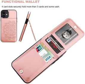 img 2 attached to Vaburs iPhone 12 Mini Case with Wallet Card Holder, Embossed Mandala Patterned Flower PU Leather, 4 Card Slots, Kickstand, Shockproof Flip Cover for 5.4 Inch iPhone 12 Mini (Rose Gold)