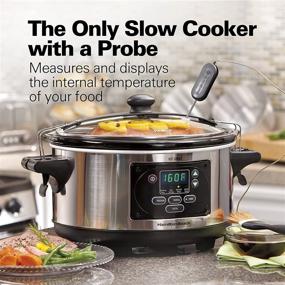 img 3 attached to 🥘 Hamilton Beach 6-Quart Set & Forget Portable Digital Programmable Slow Cooker with Lid Lock, Temperature Probe, Stainless Steel