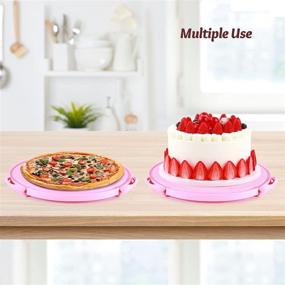 img 1 attached to 🍰 Cake Carrier with Lid, Ohuhu Cupcake Containers, Portable Round Cake Stand, Cake Holder with Handle and Two Sided Base for Pies, Cookies, Nuts, Fruit, etc. - Suitable for 10 inch Cake