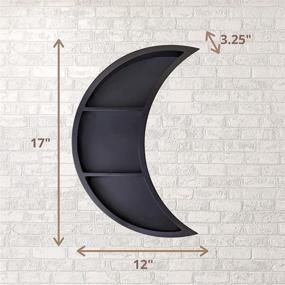 img 2 attached to 🌙 Kirpi Original Black Moon Shelf for Crystals - Halloween Wall Decor, Wooden Floating Moon Shelf - Wall Art Floating Shelves for Bathroom - Boho Decorative Hanging Moon Shelves (17'' x 12'' x 3.25'')