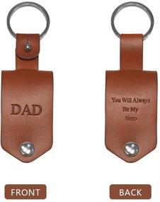 img 1 attached to 👨 ORIENTAL CHERRY Dad Gifts: Forever My Hero Leather Photo Keychain for Papa