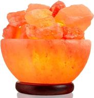 🌟 enhance your space with the stylish rock salt bowl lamp: includes salt chips, wood base, electric wire & bulb логотип