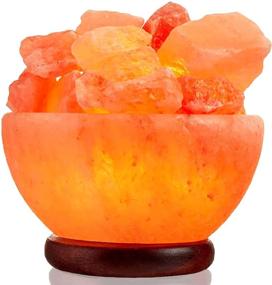 img 4 attached to 🌟 Enhance Your Space with the Stylish Rock Salt Bowl Lamp: Includes Salt Chips, Wood Base, Electric Wire & Bulb