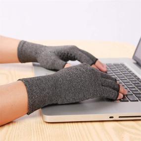 img 4 attached to David Copper Compression Cotton Arthritis Gloves: Copper Infused Hand Support for Arthritis, Carpal Tunnel, and Typing - Fingerless Design, Ideal for Women and Men (Large)