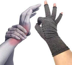 img 1 attached to David Copper Compression Cotton Arthritis Gloves: Copper Infused Hand Support for Arthritis, Carpal Tunnel, and Typing - Fingerless Design, Ideal for Women and Men (Large)