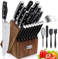 🔪 23-piece kitchen knife set with block & sharpener rod - high carbon stainless steel, ultra sharp, full-tang design logo