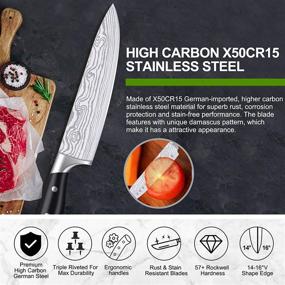 img 2 attached to 🔪 23-Piece Kitchen Knife Set with Block & Sharpener Rod - High Carbon Stainless Steel, Ultra Sharp, Full-Tang Design