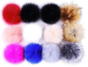 img 4 attached to 🎨 White, Red, and Black Bulk Faux Fur Pom Poms Balls for Hats, Knitting, and Craft Projects