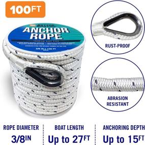 img 2 attached to ⚓️ Invest in Quality with Premium Anchor Rope: Double Braided Boat Anchor Line, 100 ft, White Marine Grade 3/8 Rope
