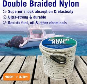 img 1 attached to ⚓️ Invest in Quality with Premium Anchor Rope: Double Braided Boat Anchor Line, 100 ft, White Marine Grade 3/8 Rope