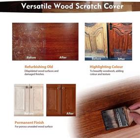 img 2 attached to 🔴 REALINN Scratch Cover: 17 Fl Oz Burgundy Wood Stain with Touch Up Furniture Markers - Restore Surface Scratches on Wooden Door, Floor, Table & Cabinet