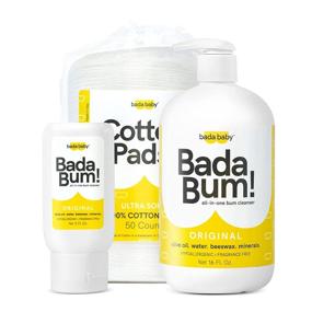 img 3 attached to 🍑 BadaBundle! BadaBum! Original Bum Cleanser & Cotton Pads - Natural Baby Wipe Alternative with Olive Oil & Beeswax, 16 Ounce