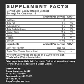 img 3 attached to Beet Root Powder + Apple Cider Vinegar by Angry Supplements - Nitric Oxide Booster for Enhanced Digestive Support, Circulation, and Energy Boost (1-Jar)