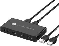 🔁 2-в-1 usb переключатель и адаптер kvm switch для общего использования 4 usb устройств - usb 2.0 периферийный хаб для клавиатуры, мыши, сканера, принтера - с одной кнопкой для переключения и 2-мя usb кабелями логотип