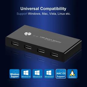 img 1 attached to 🔁 2-in-1 USB Switch Selector and KVM Switch Adapter for Sharing 4 USB Devices - USB 2.0 Peripheral Box Hub for Keyboard, Mouse, Scanner, Printer - with One-Button Swapping and 2-Pack USB Cable