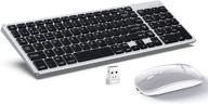 premium dual mode bluetooth keyboard and mouse combo with rechargeable battery - windows/android/mac os/ios compatible - includes silicone keyboard cover (black-silver) logo