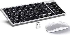 img 4 attached to Premium Dual Mode Bluetooth Keyboard and Mouse Combo with Rechargeable Battery - Windows/Android/Mac OS/iOS Compatible - Includes Silicone Keyboard Cover (Black-Silver)