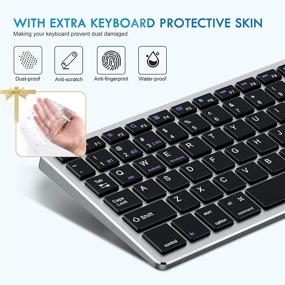 img 2 attached to Premium Dual Mode Bluetooth Keyboard and Mouse Combo with Rechargeable Battery - Windows/Android/Mac OS/iOS Compatible - Includes Silicone Keyboard Cover (Black-Silver)