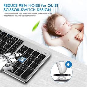 img 1 attached to Premium Dual Mode Bluetooth Keyboard and Mouse Combo with Rechargeable Battery - Windows/Android/Mac OS/iOS Compatible - Includes Silicone Keyboard Cover (Black-Silver)