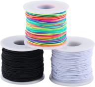 🎀 high-quality 3 pack elastic cord beading thread for jewelry making - 50 meters/roll in black, white, and rainbow colors logo