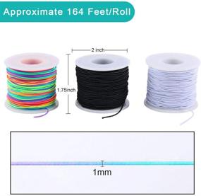 img 1 attached to 🎀 High-Quality 3 Pack Elastic Cord Beading Thread for Jewelry Making - 50 Meters/Roll in Black, White, and Rainbow Colors