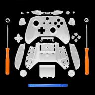 clear full housing shell set with buttons, faceplates, abxy buttons, rb lb bumpers for 🎮 xbox one s slim controller (3.5 mm headphone jack) - replacement parts for s controller repair logo