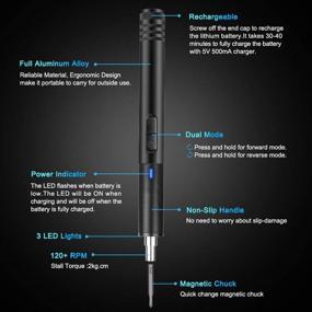 img 2 attached to 🔧 Электрическая аккумуляторная отвертка Electop: Портативное USB-питание + Беспроводная отвертка - 21 точный бит, 3 светодиодных фонаря, магнитный чехол и быстросменный патрон для телефона, часов, камеры и многого другого!