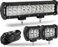 oedro 12in led light bar combo + 2pcs 4in pod + wiring harness for off-road truck lighting - 180w, tri-row, spot flood, waterproof - perfect fit for pickup, jeep, suv, atv, utv, boat logo
