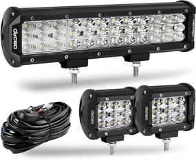 img 4 attached to OEDRO 12In LED Light Bar Combo + 2pcs 4In Pod + Wiring Harness for Off-Road Truck Lighting - 180W, Tri-Row, Spot Flood, Waterproof - Perfect Fit for Pickup, Jeep, SUV, ATV, UTV, Boat