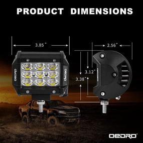 img 2 attached to OEDRO 12In LED Light Bar Combo + 2pcs 4In Pod + Wiring Harness for Off-Road Truck Lighting - 180W, Tri-Row, Spot Flood, Waterproof - Perfect Fit for Pickup, Jeep, SUV, ATV, UTV, Boat