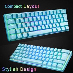 img 3 attached to 🎮 Mini Portable Mechanical Gaming Keyboard with Rainbow RGB Backlit, Full Anti-Ghosting, 61 Keys, Ergonomic Metal Plate, Wired Type-C USB, Waterproof for Typist, Laptop, PC, Mac, Gamer (Blue/Blue Switch)