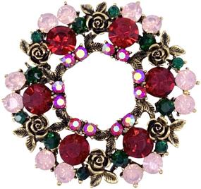 img 4 attached to SELOVO Festive Christmas Tree Multicolor Wreath Brooch Pin - Elegant Gold Tone