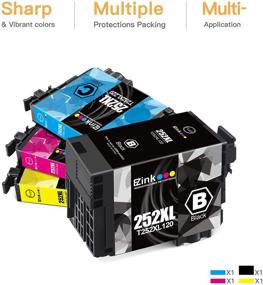 img 3 attached to 🖨️ E-Z Ink (TM) Remanufactured Ink Cartridge Replacement for Epson 252XL 252 XL T252XL120 for Workforce WF-7110 WF-7720 WF-7710 WF-3620 WF-3640 (4 Pack) - 1 Large Black, 1 Cyan, 1 Magenta, 1 Yellow