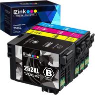 🖨️ e-z ink (tm) remanufactured ink cartridge replacement for epson 252xl 252 xl t252xl120 for workforce wf-7110 wf-7720 wf-7710 wf-3620 wf-3640 (4 pack) - 1 large black, 1 cyan, 1 magenta, 1 yellow logo