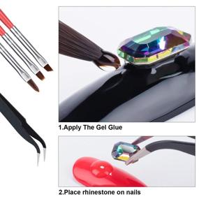 img 3 attached to Wipe-Off Rhinestone Glue Gel Adhesive - 8ml (2pcs) for Gem Stones Jewelry Diamond Beads (Requires LED Lamp Cure) + LED Glue Brush Tools (3pcs) + Tweezer (1pcs)