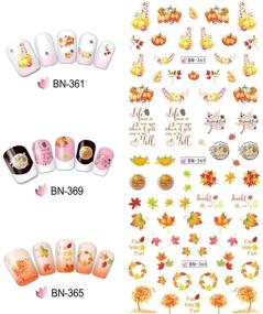 img 1 attached to Thanksgiving Maple Leaves & Pumpkin Nail Stickers Set - 12 Sheets of Water Transfer Nail Art Decals for Autumn Inspired Acrylic Nails, Manicure Tips, Charm Accessories, and Design Supplies