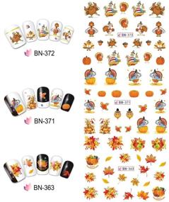 img 3 attached to Thanksgiving Maple Leaves & Pumpkin Nail Stickers Set - 12 Sheets of Water Transfer Nail Art Decals for Autumn Inspired Acrylic Nails, Manicure Tips, Charm Accessories, and Design Supplies